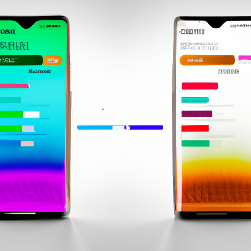 An image showcasing a sleek smartphone screen split into two sections: on the left, an array of colorful ads representing diverse products, and on the right, a user interface displaying data analysis and targeting options for advertisers