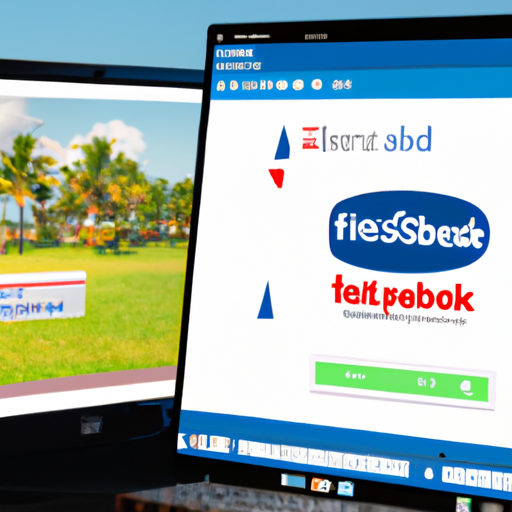 An image showcasing a computer screen split into two halves: one side displaying a vibrant Facebook ad campaign targeting Florida, while the other side features a dynamic Google ad campaign focused on Ohio