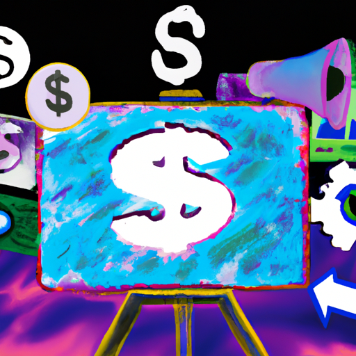 An image showcasing a vibrant digital landscape filled with various online advertising elements like banner ads, video ads, sponsored content, and social media posts, all surrounded by dollar signs representing the cost