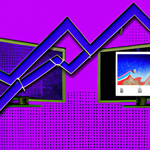 An image showcasing a computer screen split into two sections: one displaying a vibrant, dynamic collage representing the extensive range of online advertising on Facebook, and the other depicting a graph indicating the immense scale of their advertising operations