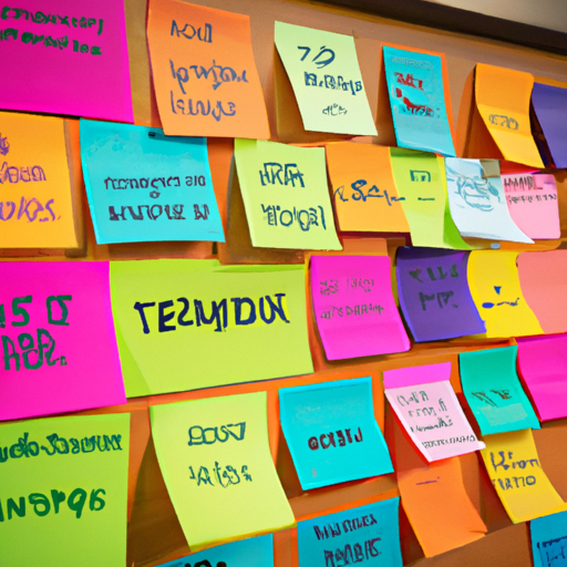 An image showcasing a diverse group of professionals engaging in a dynamic brainstorming session, surrounded by colorful sticky notes and job descriptions