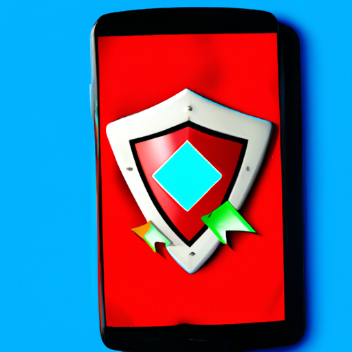 An image showcasing an Android phone with a shield-shaped icon representing an ad-blocker app installed