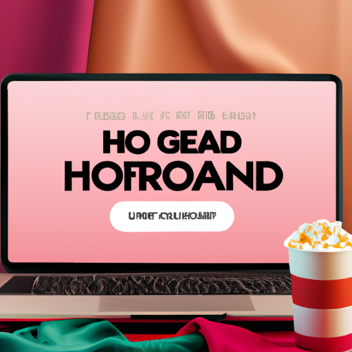 An image showcasing a laptop screen displaying a vibrant movie streaming platform with a captivating movie thumbnail of "How To Get Ahead In Advertising