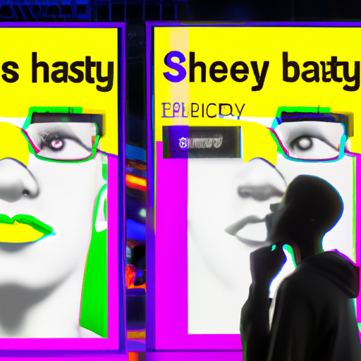 An image depicting a person engrossed in an advertisement, their eyes fixed on a vibrant screen, illuminated by the captivating glow