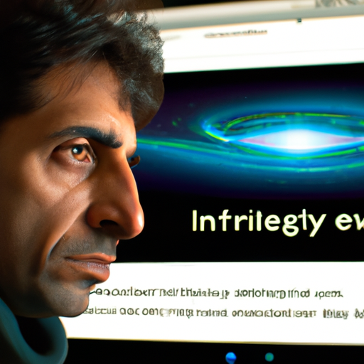 An image showcasing a perplexed individual standing in front of a computer screen displaying Paul Mampilly's advertisement for Infinite Energy, highlighting their frustration with the misleading claims and confusion surrounding the concept of "energy