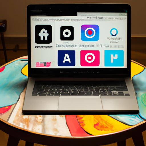 An image showcasing an open laptop with Airbnb's website displayed, surrounded by popular online platforms like Google, Facebook, and Instagram